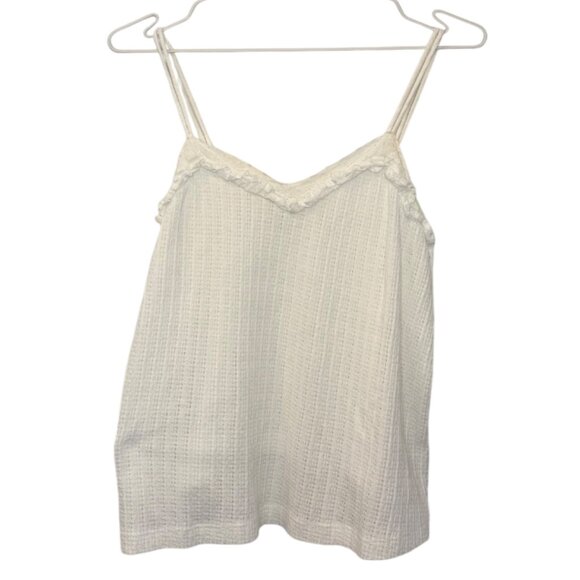 Mango ruffle knit lace cami top white women's size M - Picture 3 of 5